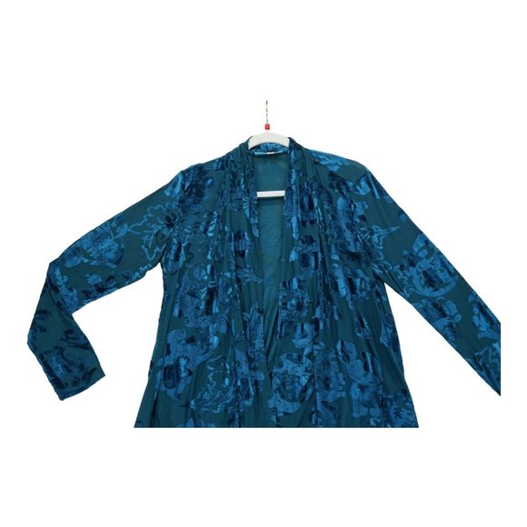 VT Lux Women's Long Sleeve Shirt Small Floral Open Front Sheer‎ Wrap Drape - Picture 3 of 9